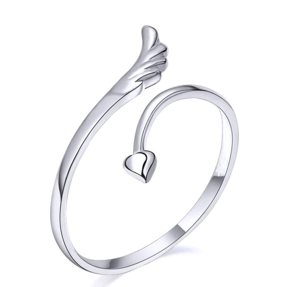 Angel Wing Heart Bypass Ring 925 Sterling Silver
